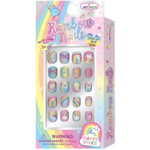 Hot Focus Rainbow Press-On Nails