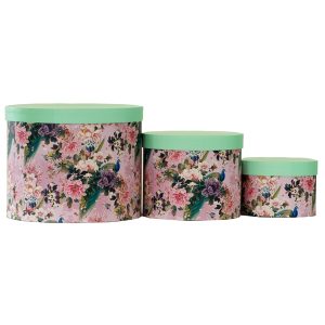 3 Nested Circle Boxes Exquisite Peacock