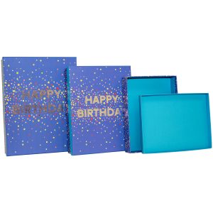 Nested Boxes 3pc Happy Birthday Blue
