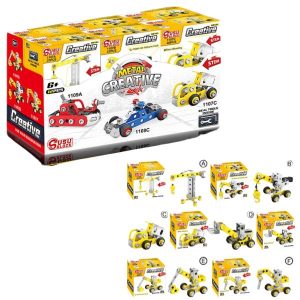 Metal Construction Blocks Yellow CDU 6 Assorted 12PC