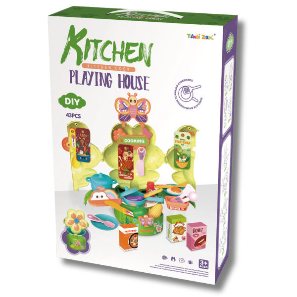 Kitchen Playing House 43pc - DIY Kitchen Cook Set for Imaginative Play