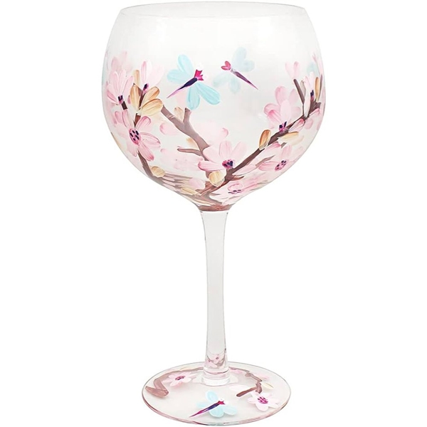 Cocktail Glass Hand Painted by Lynsey Johnstone Blossom & Dragonfly