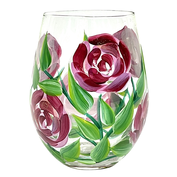 Stemless Glass Hand Painted by Lynsey Johnstone Roses