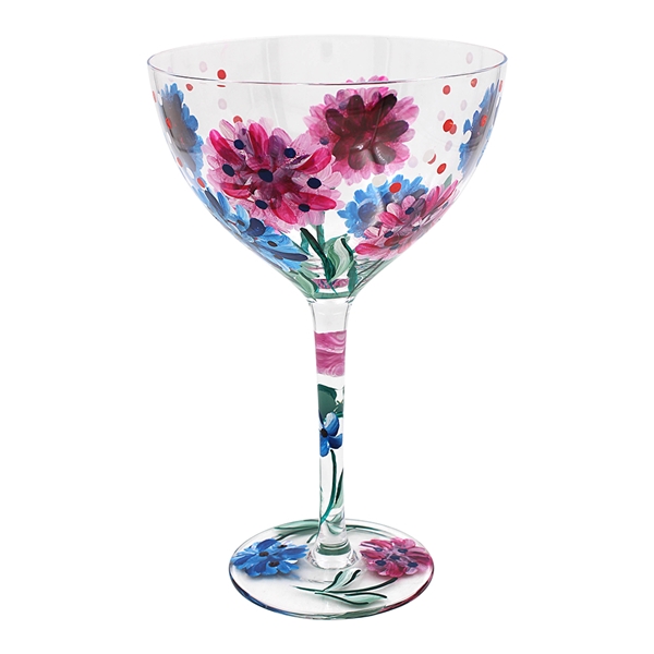 Cocktail Glass Hand Painted by Lynsey Johnstone Hydrangea