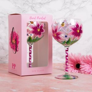 Gin Glass Hand Painted Lilies