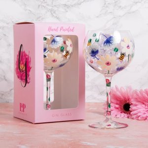 Gin Glass Hand Painted Busy Bee