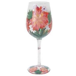 Wine Glass Hand Painted Dahlias