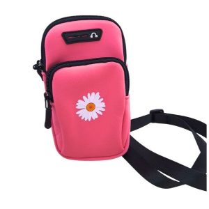 Crossbody Bag - Pink Neoprene Daisy