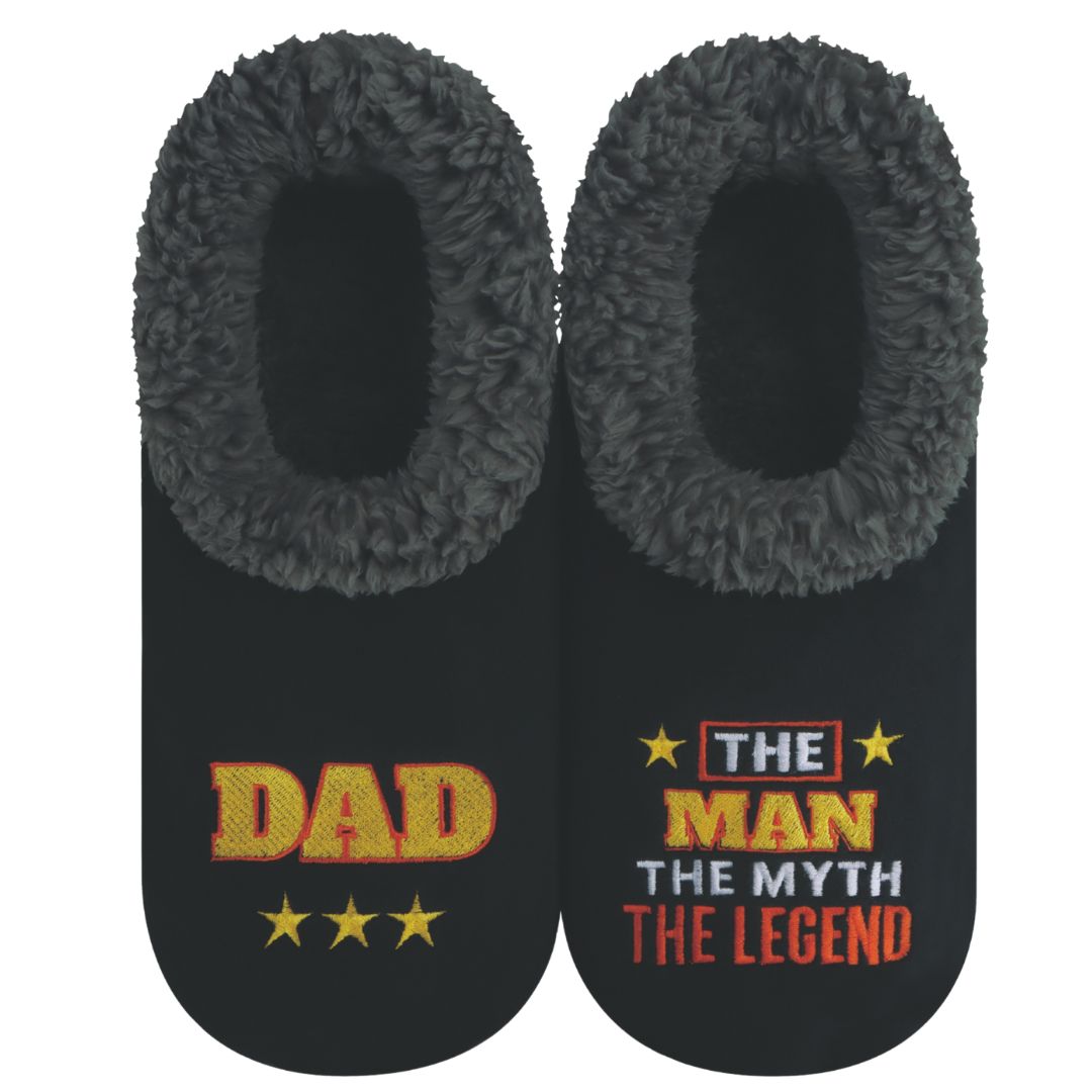 Snoozies Mens Fleece Slippers Dad Legend