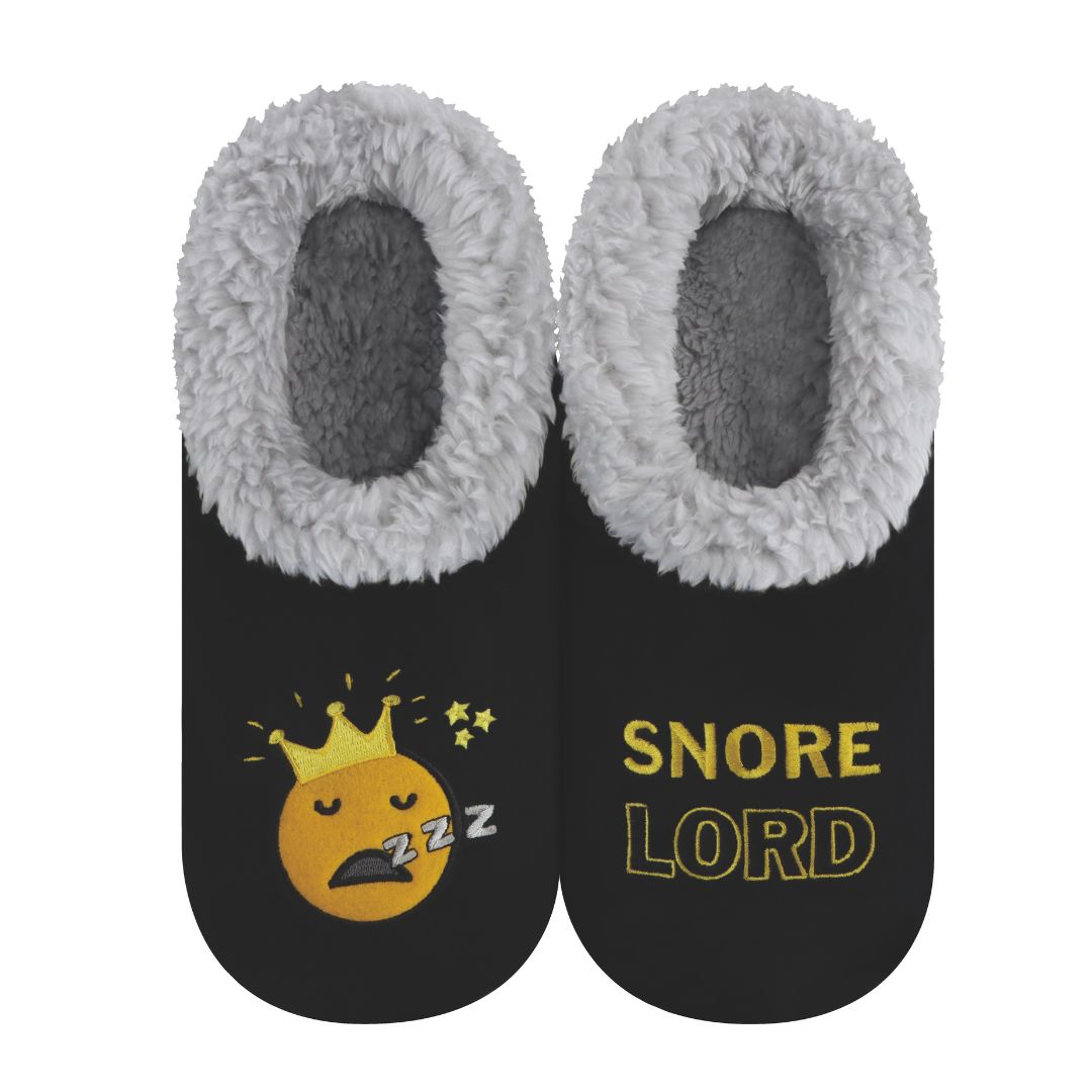 Snoozies Mens Fleece Slippers Snore Lord