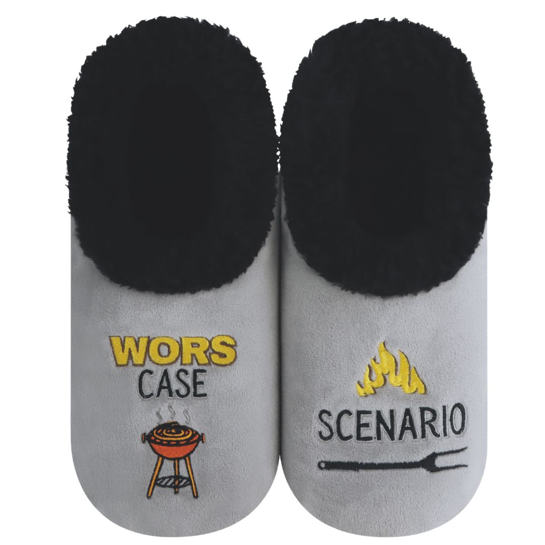 Snoozies Mens Fleece Slippers Wors Case