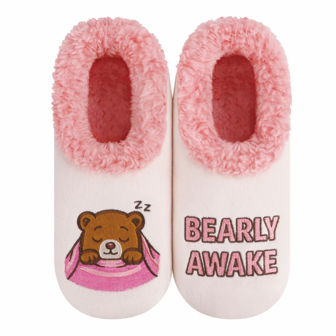 Snoozies Womens Fleece Slippers Bearly Awake