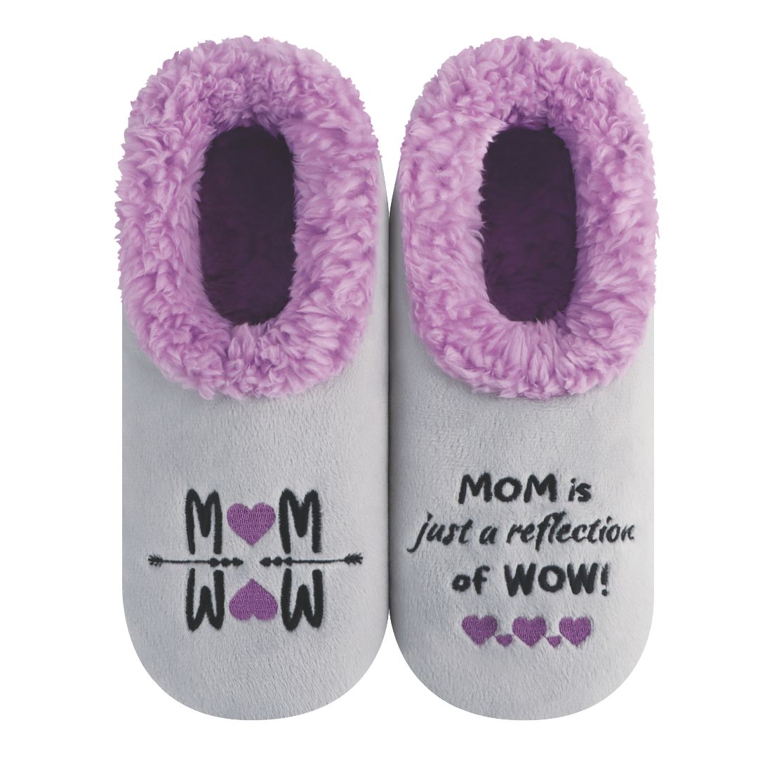 Snoozies Womens Fleece Slippers Mom Wow