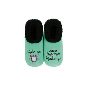 snoozies Womens Fleece Slippers Wake Up