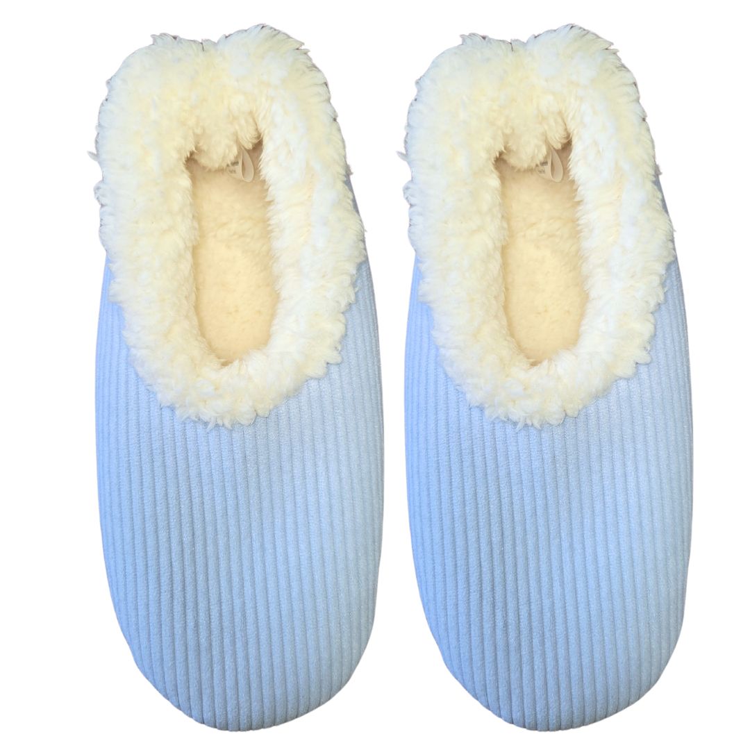 Snoozies Womens Fleece Slippers Cosy Cord Blue
