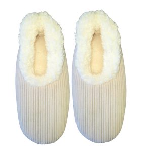 Snoozies Womens Fleece Slippers Cosy Cord Grey