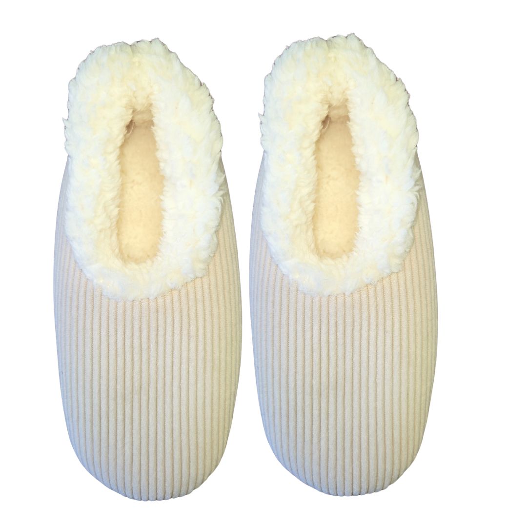 Snoozies Womens Fleece Slippers Cosy Cord Grey