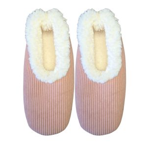 Snoozies Womens Fleece Slippers Cosy Cord Mocha