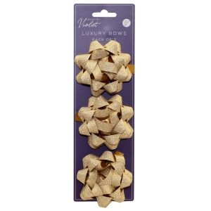 Foil Paper Bows 3 Pack Gold