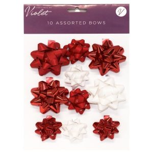 Foil Paper Bows 10 Pack Red