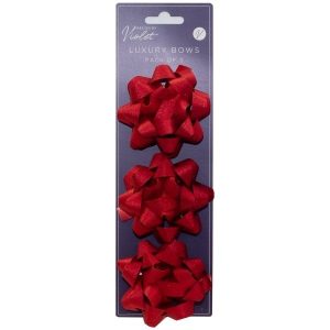 Foil Paper Bows 3 Pack Red
