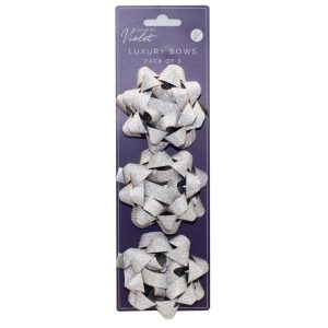 Foil Paper Bows 3 Pack Silver