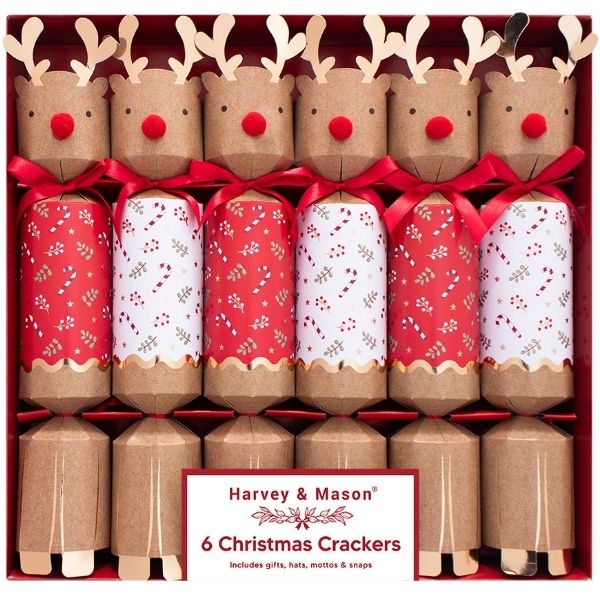 Christmas Crackers 6 Kraft Reindeer