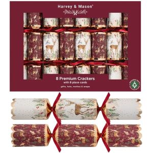 Christmas Crackers 8 Burgundy Deer