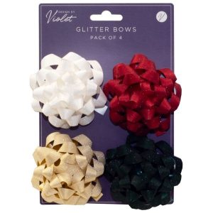 Bows 4 Pack Glitter Assorted